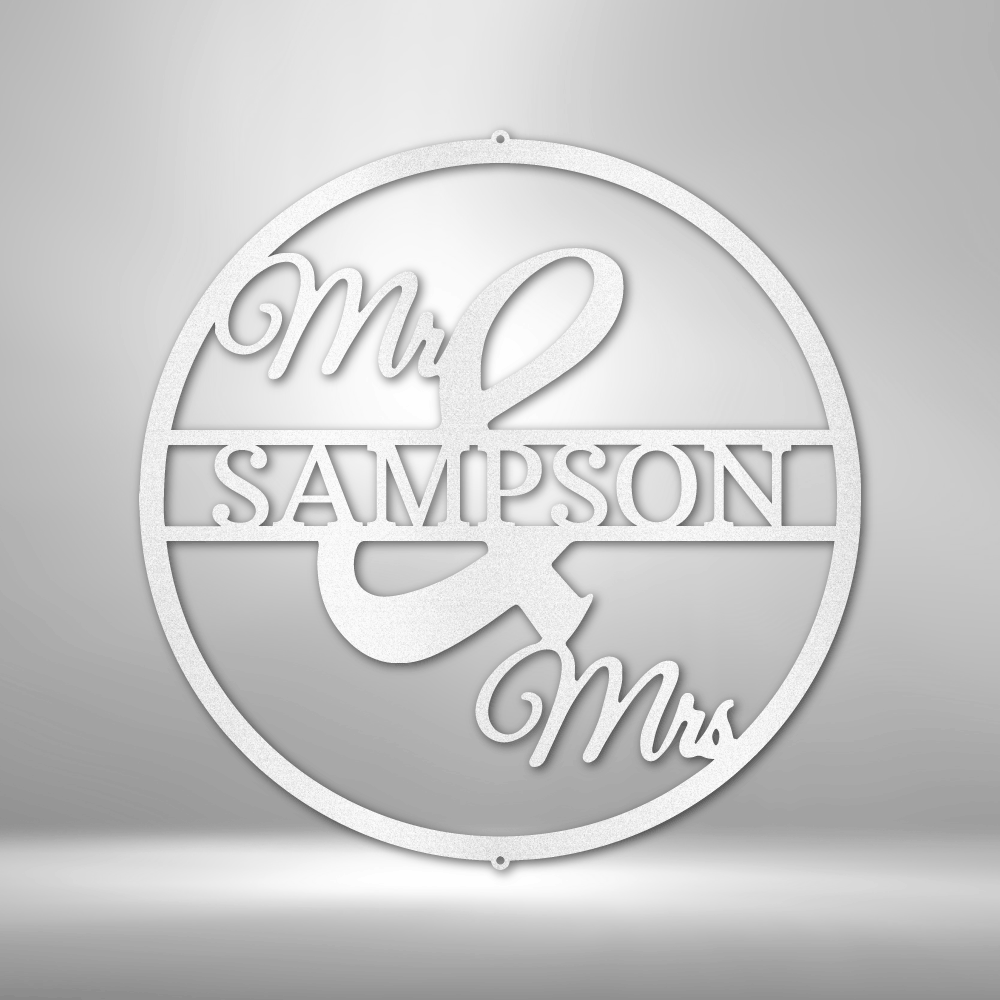 Mr and Mrs Circle Monogram - Steel Sign