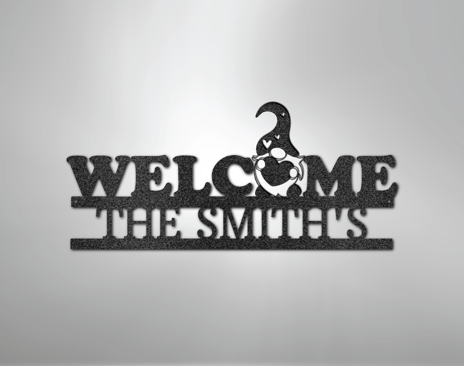 Welcome Gnome Monogram - Steel Sign