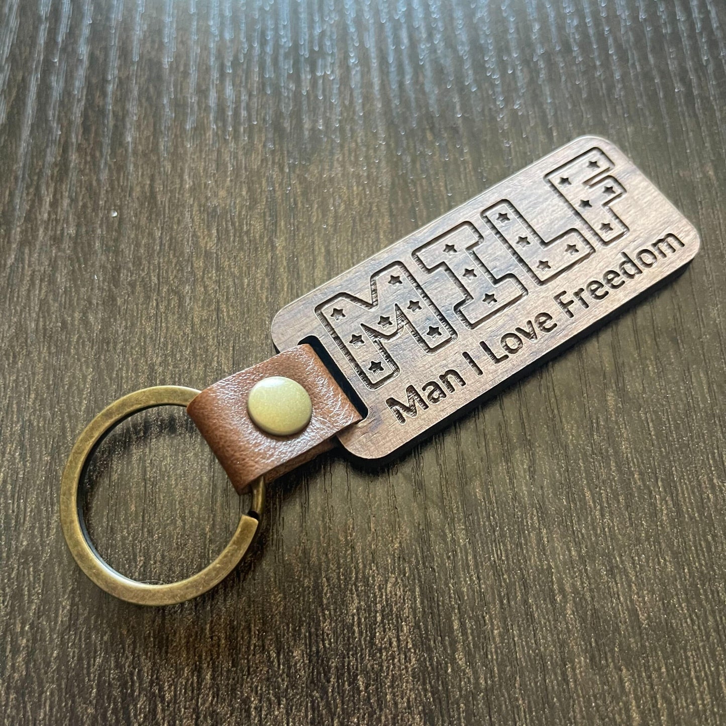 Man I Love Freedom - Wooden Keychain