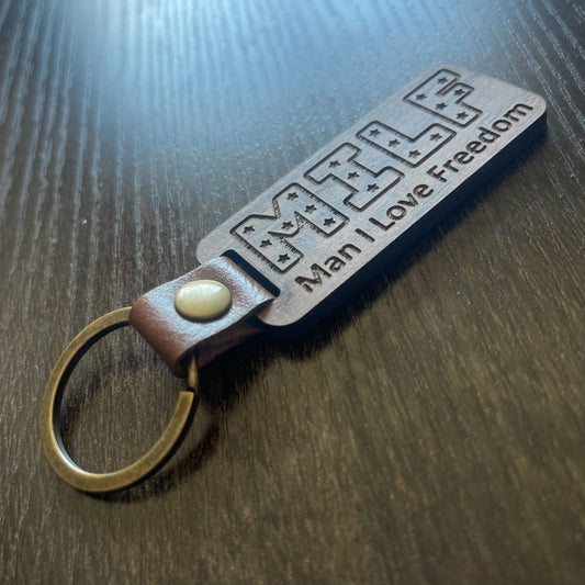 Man I Love Freedom - Wooden Keychain