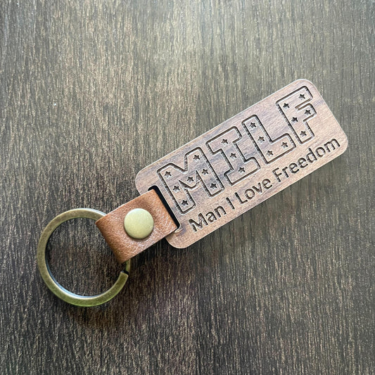 Man I Love Freedom - Wooden Keychain