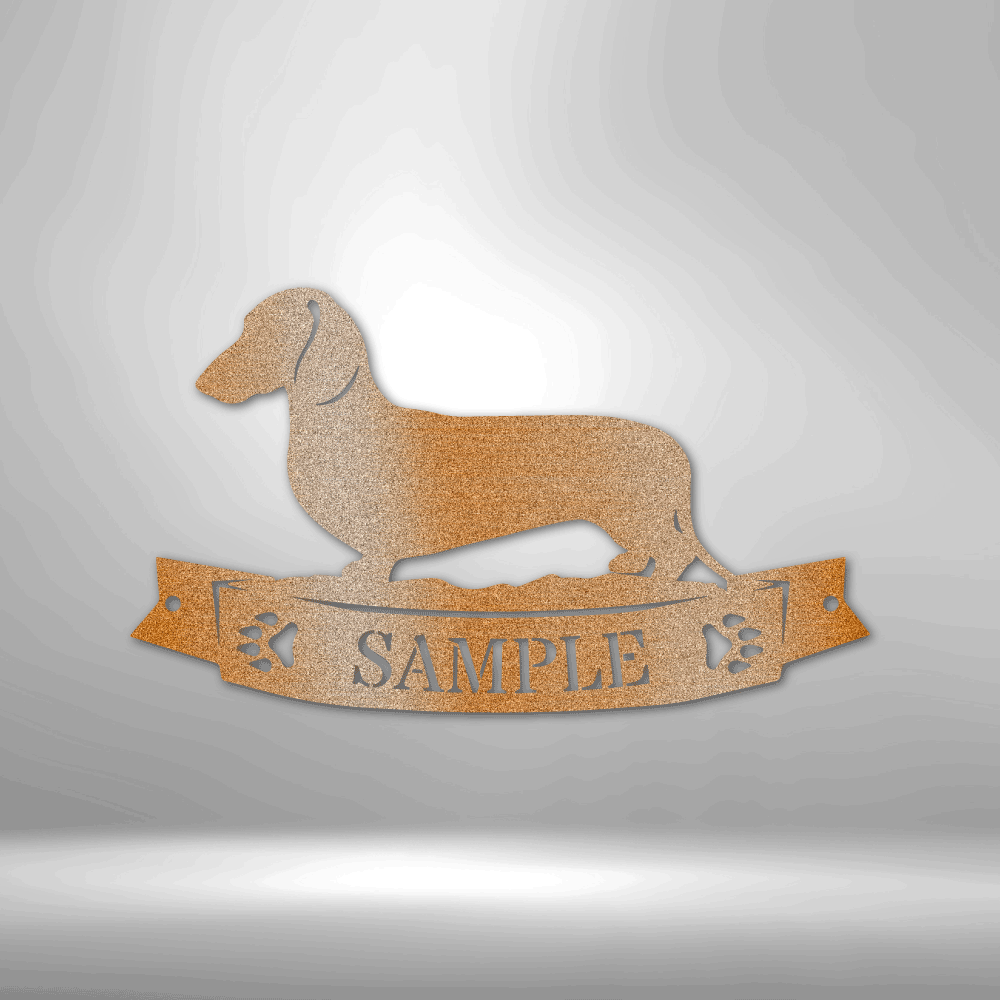 Dachshund Banner Monogram - Steel Sign