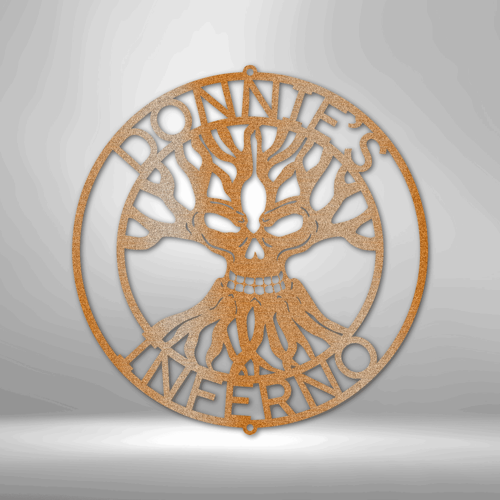 Skull Family Tree Monogram - Steel Sign