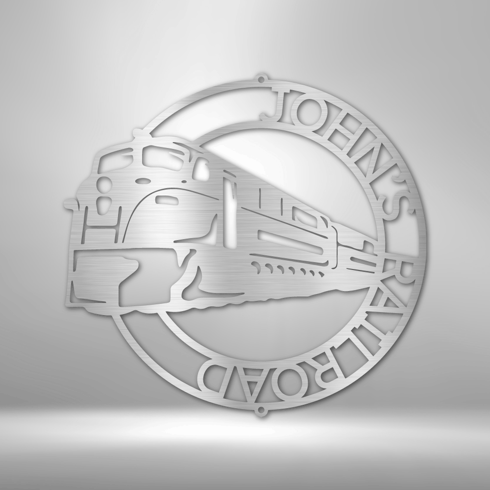 Modern Train Ring Monogram - Steel Sign