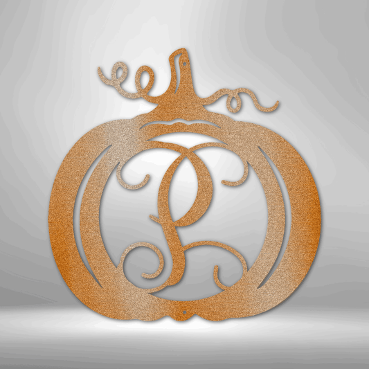 Pumpkin Initial Monogram - Steel Sign