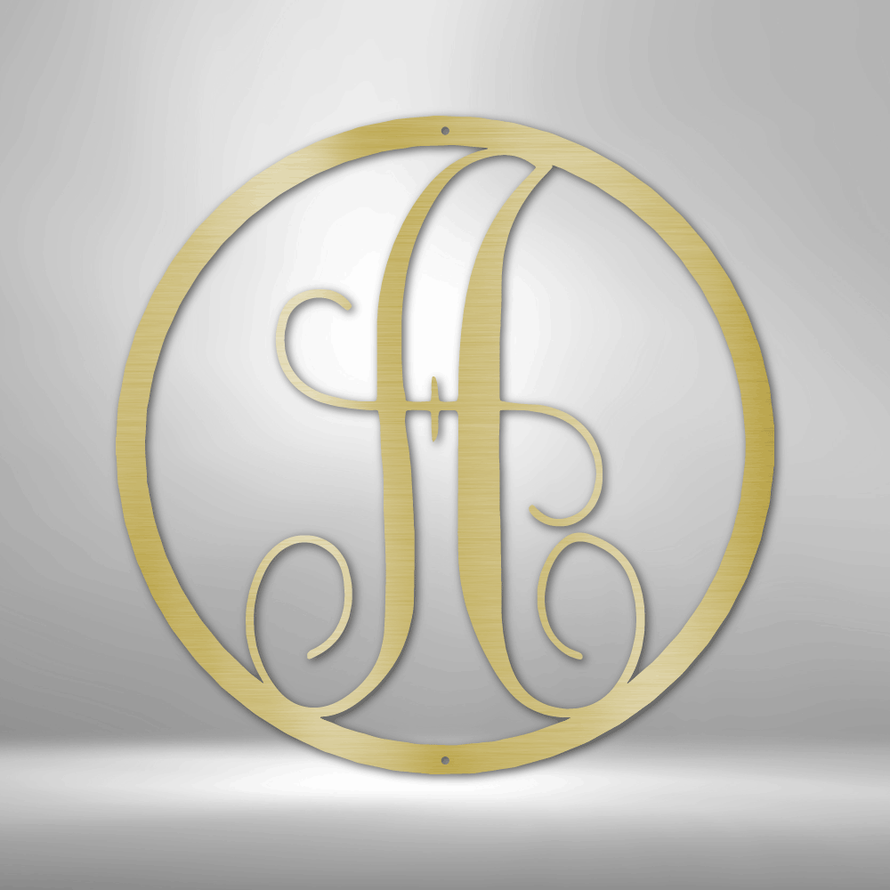 Fancy Initial Circle Monogram - Steel sign