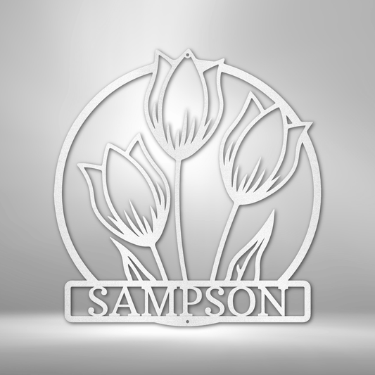 Wild Tulip Monogram - Steel Sign